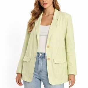 ASOS DESIGN Light Green Linen Blend Blazer Casual Tailored Jacket Size 12